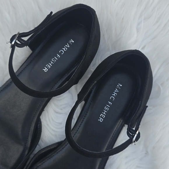 Marc Fisher Elesia2 Black Pointed Toe Ankle Strap Ballet Flats Sz.9 Whimsigoth - Picture 5 of 13